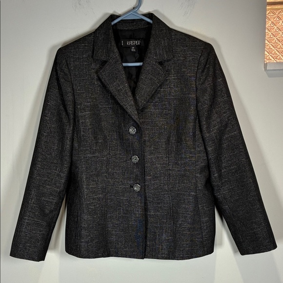 Kasper Gray Career Blazer Size 12 Professional Office Suit Jacket - Picture 2 of 11